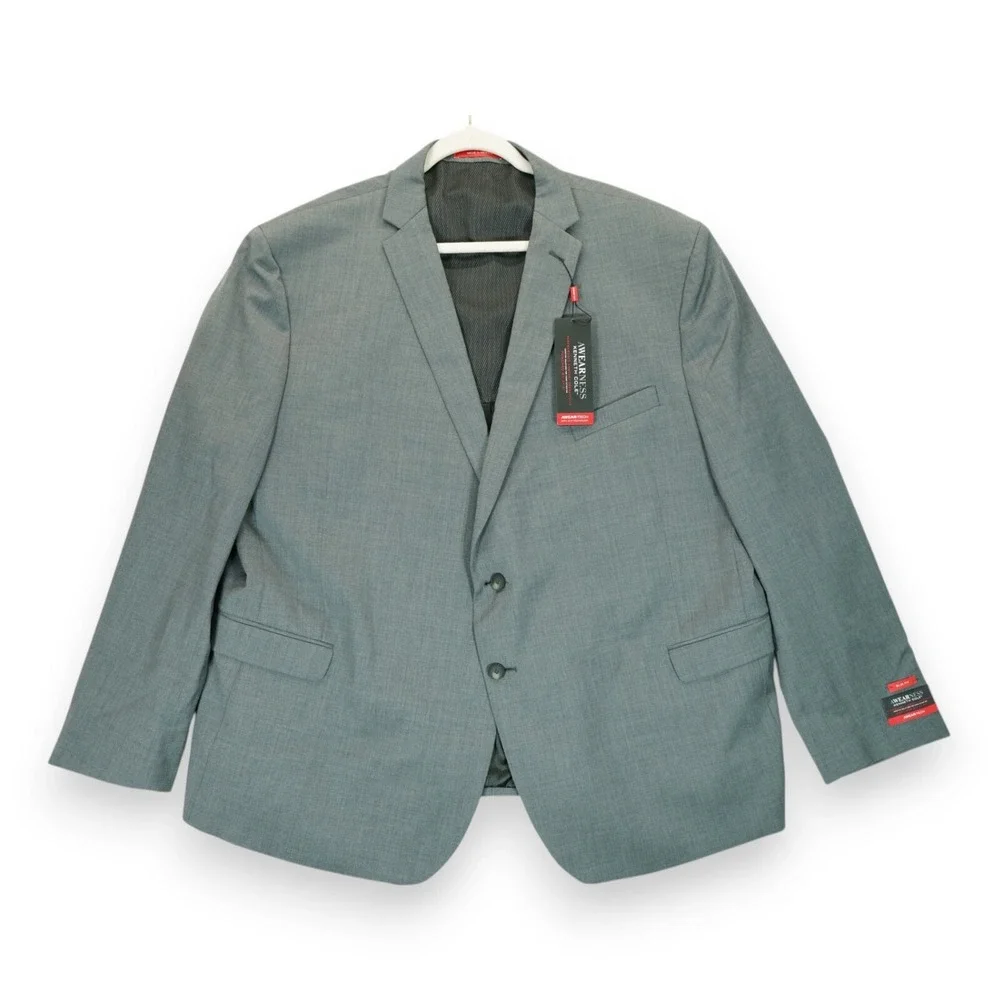 NWT Kenneth Cole Awareness Suit Jacket 58R Wool Sport Coat Gray Blazer MSRP $300